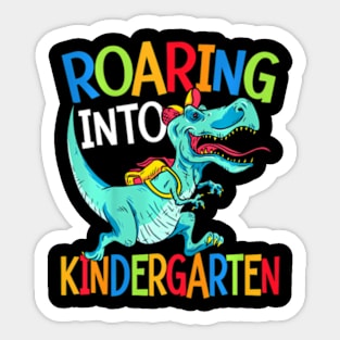 Kids Roaring Into Kindergarten Dinosaur Student Back To School Sticker